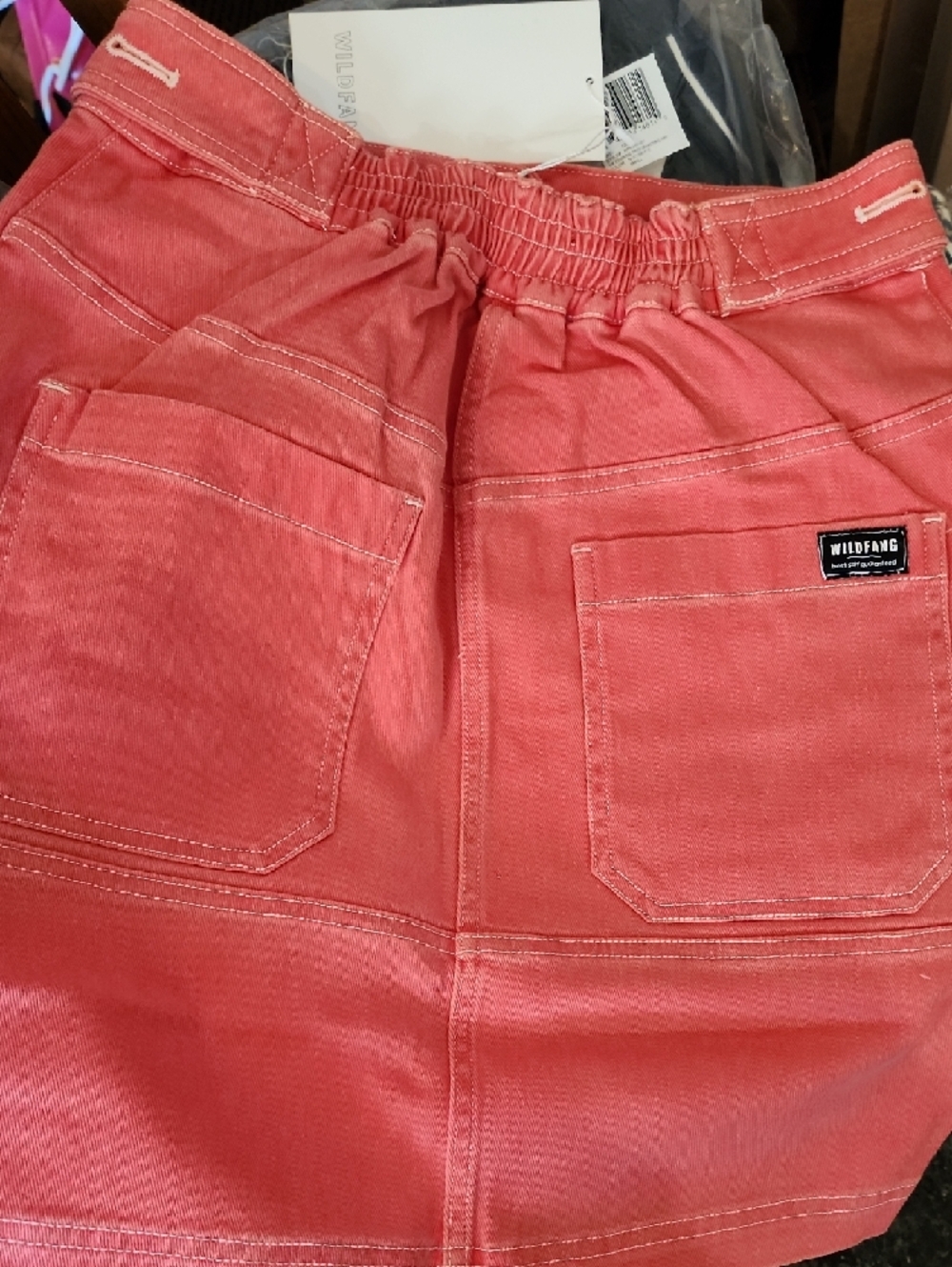 Wildfang Coral Denim Mini Skirt - Salmon Coral - Picture 2 of 3